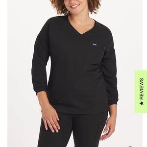 Dolan Black Long Sleeve V-Neck Scrub Top